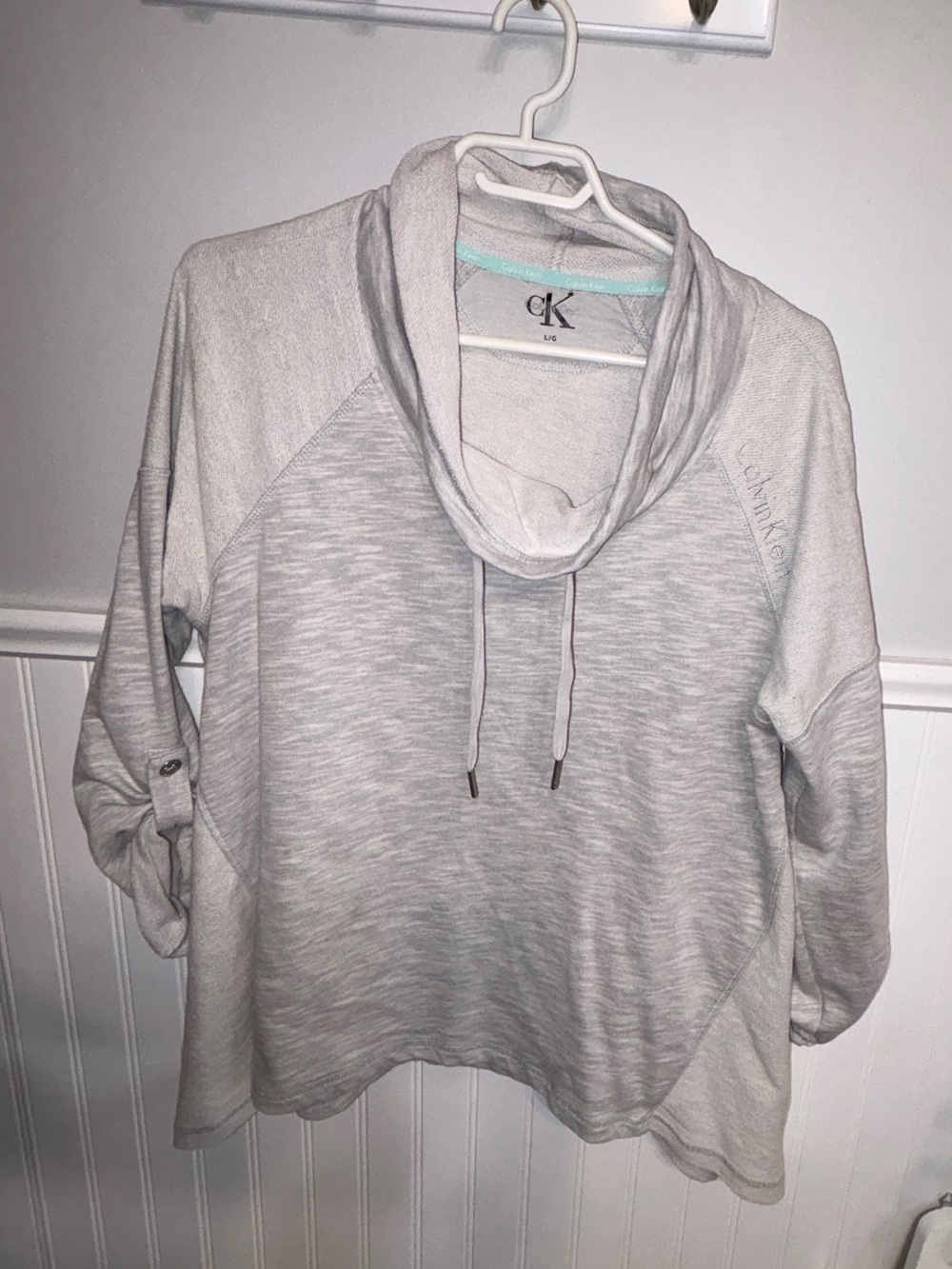 Calvin Klein Heather Gray Cowl Neck Pullover Sweater